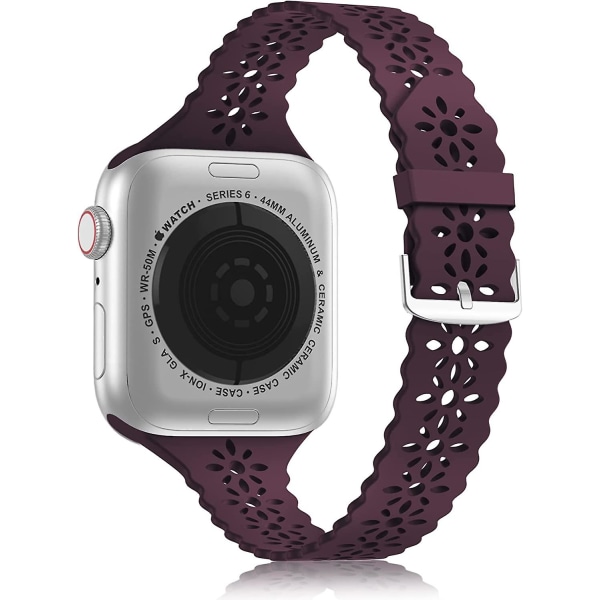 Silikonband i spets kompatibelt med Apple Watch -band 42 mm 44 mm 45 mm, tunt tunt Iwatch sportarmband för kvinnor med klassiskt spänne för Iwatch Ser