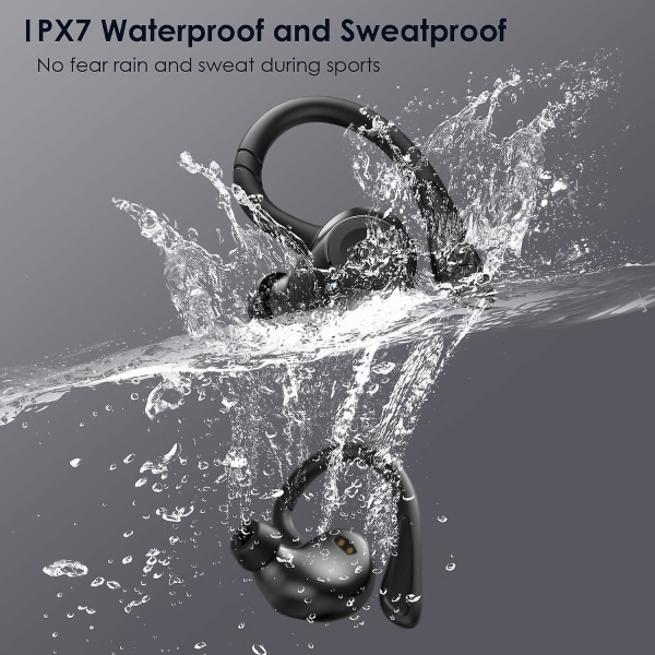 2024, Bluetooth-hodetelefoner Sport Ipx7 vanntette sportshodetelefoner trådløse i øret 36 timers spilletid Hifi