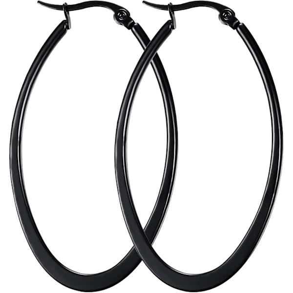 Titanium Stainless Steel Oval-shaped Hoop Earrings For Women - -