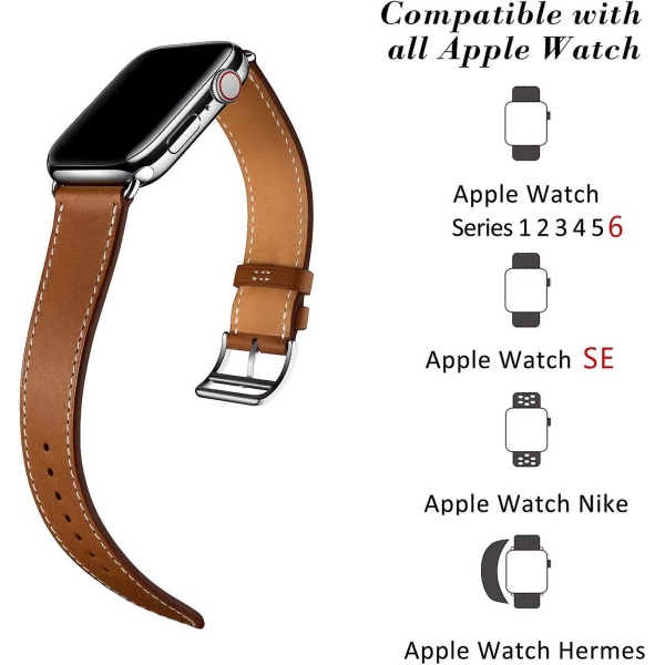 Brunt kompatibelt med Apple Watch rem 42 mm 44 mm 45 mm, brunt läder Enkelt omslagsbyte för Iwatch Series 7 Se Series 6 Series 5 Series 4 S