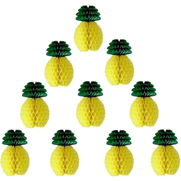 10 bitar ananas honeycomb festdekorationer silkespapper ananas centerpieces för att hänga bord Luau festtillbehör Favor (8 tum) Hai Party