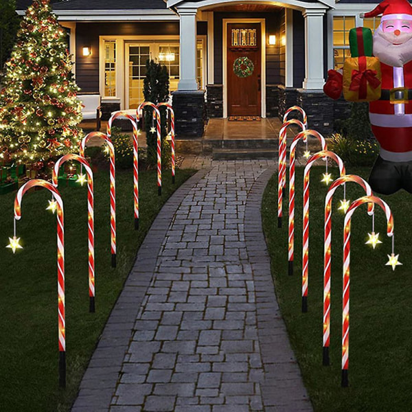 Christmas Candy Cane Pathway Markers Lights Tilslut vandtæt Candy Cane til Xmas Holiday Party Walkway