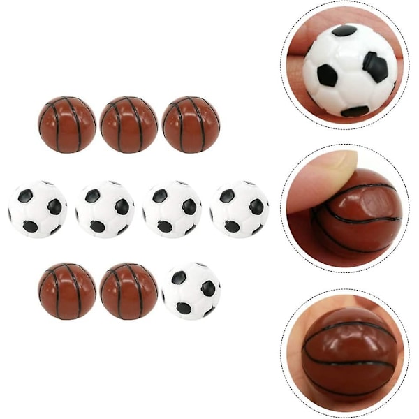 10 st Resin Sportfotboll Dockhus Fotboll Mini Basketboll Set Dockhus Miniatyrtillbehör Fe-trädgård Figur (mini Basketboll Och Baseboll)