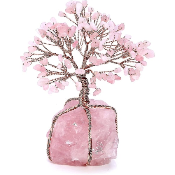 Naturlige krystal kollapsede stenlivsdekorationer, Aura Cured Money Trees (pink)