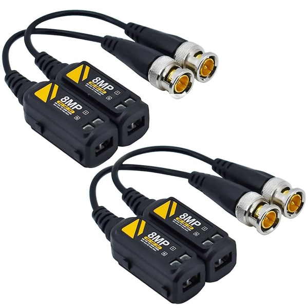 2 Par 8mp/4k Passiva Balun Hd Bnc Video Sändare Via Rj45 Utp Kabel Ahd/tvi/cvi/cvbs Kabelkontakter För 720p/960p/1080p/3/4/5/ 8mp Cctv Säkerhet