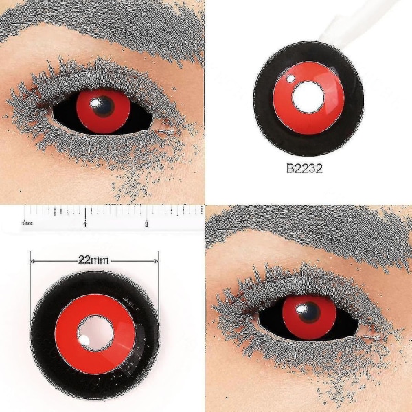22mm røde og svarte Sclera-kontaktlinser med fulle øyne Halloween-kontaktlinser Tokyo Ghoul Scary Cosplay-kontaktlinser Vampyrøye-linser