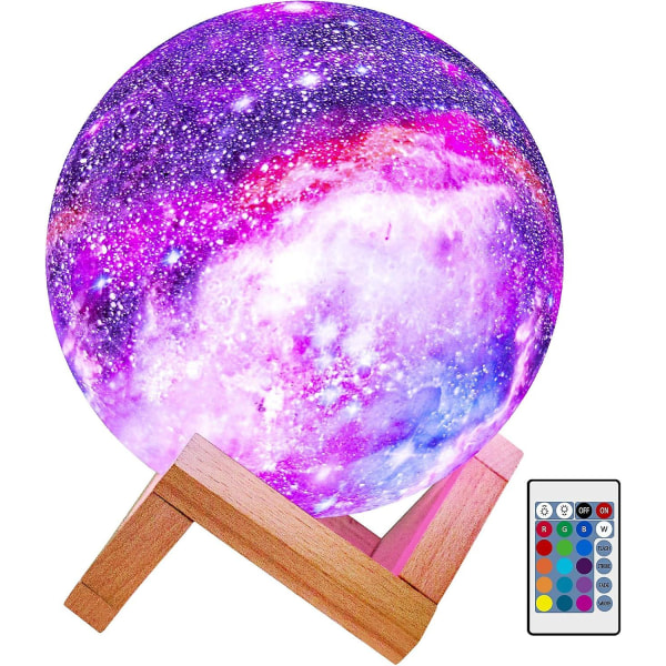 Månlampa Barn Nattljus Galaxy Lampa 5,9 tum 16 färger Led 3d Star Moon Light