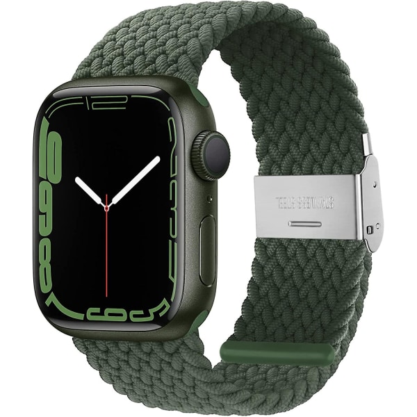 Säädettävä punottu Solo Loop -hihna soljella, yhteensopiva Apple Watch -rannekkeen kanssa 42 mm 44 mm 45 mm Pehmeä ranneke venyvä nyloninen elastinen hihna iWatch-sarjalle