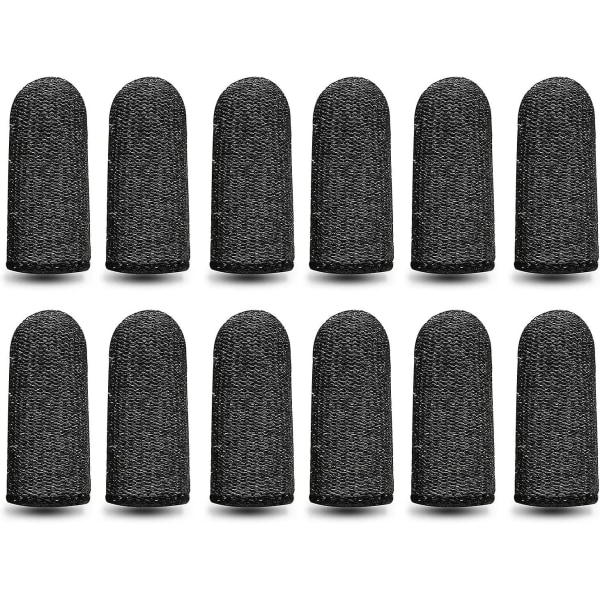 12 stycken fingersängar, återanvändbara halkfria tumskydd Andningsbara fingersängar Skärbeständigt skydd för arbete, kök, trädgård, skulptering (svart)