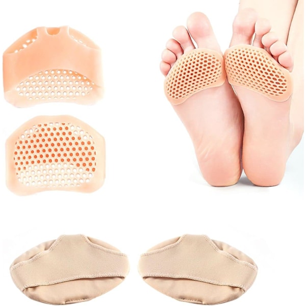 Pairs Foot Pain Relief Pads With Forefoot Pads, Can Be Used For Bunions (1 Cotton, 1 Silicone)