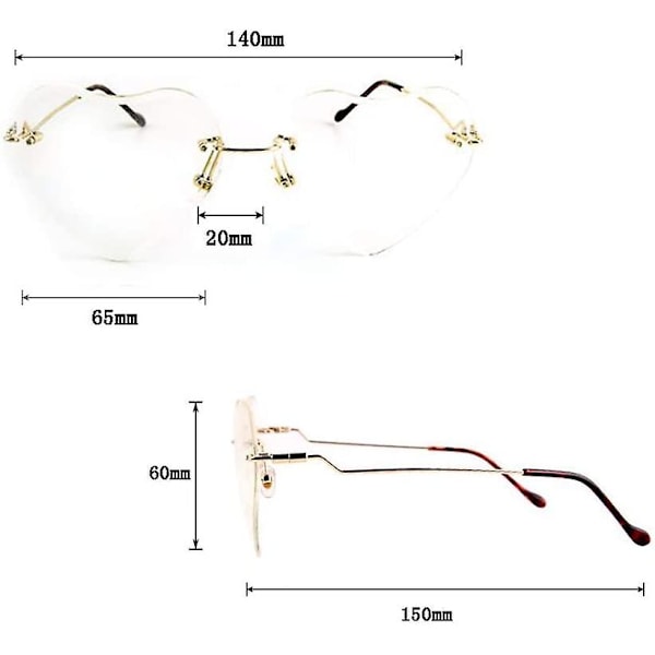 Hjerte Solbriller For Kvinner Rimelig Tynn Metallramme Hjerteformet Solbriller Uv400 Transparent