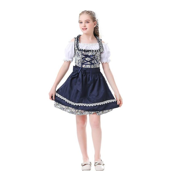 Kid Jenter Oktoberfest-kostyme tysk Fraulein Bavarian Dirndl-kjole Barn Halloween Søte ølpikekostymer (140 til 150 cm）