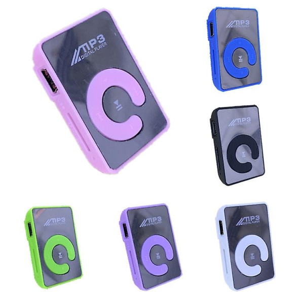 C - Key Mirror Card Mp3 Student Walkman Portable Clip Mp3 Music Player Rosa