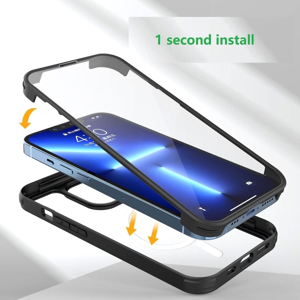 Haihuang Lämplig för Iphone 14 14pro 14max mobiltelefonskal Dubbelsidigt glas Se3/se2 All-inclusive två-i-ett Iphone13 magnetsug, 14promag