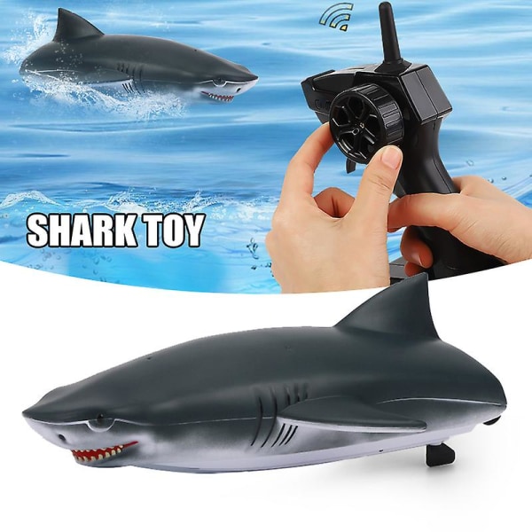 Fjernbetjening Shark Boat 2.4G elektrisk vandfartøj udendørs legetøj til pool og sø racerbåd legetøj til børn voksen (grå hvid)