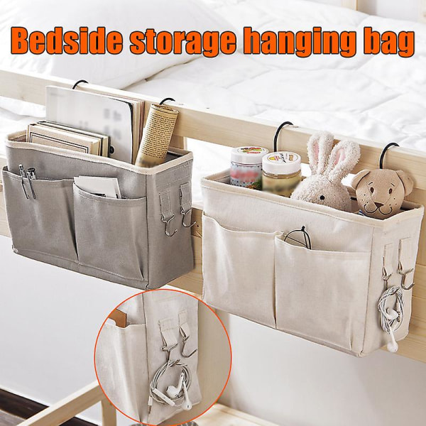 Oppbevaringspose ved sengekanten Hengende organisering ved sengekanten for køyesenger i sovesaler Sengehekk (mørkegrå)