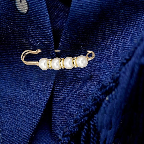 8 stk Faux Pearl Broche Pins, Anti-eksponering Halslinje Pins, Sweater Sjal Pins, Krave Broche Til Damer