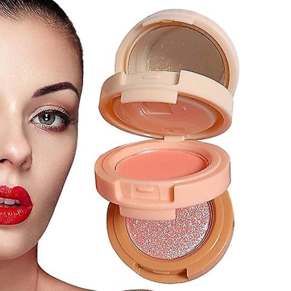 You Make-up Palette,3 farver Blush Compact Powder Make-up | Flerlags Shape, Contour And Highlight Face Blush, Mat og Highlights For en Shimmer O