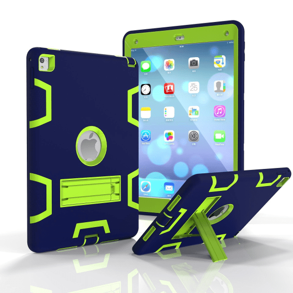 Copmob Stötsäkert Case För Apple Ipad 2/3/4 Stötsäkert Cover Silikon Plast Case Cover Med Stativ, Blå/grön