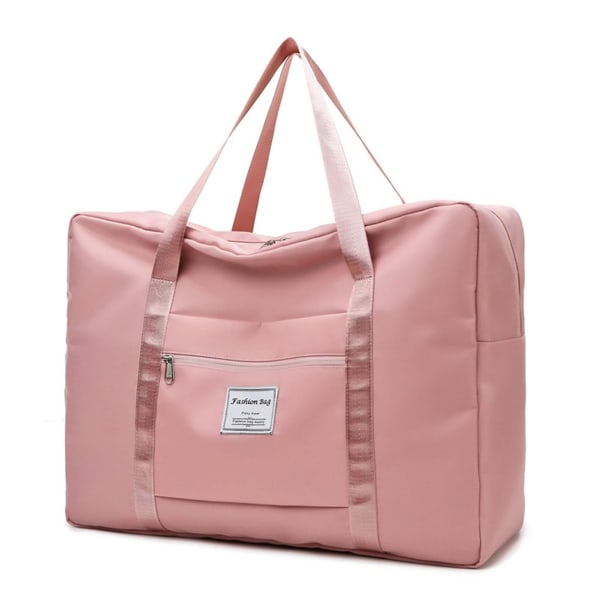 Ensfarvet stor sportstaske med lynlås Stor kapacitet Sportstaske til korte ture til løbefitness (Pink)