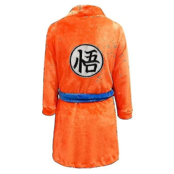 Voksne flanell badekåpe Son Goku natttøy Morgenkåpe Pyjamas Halloween Cosplay kostyme（L)