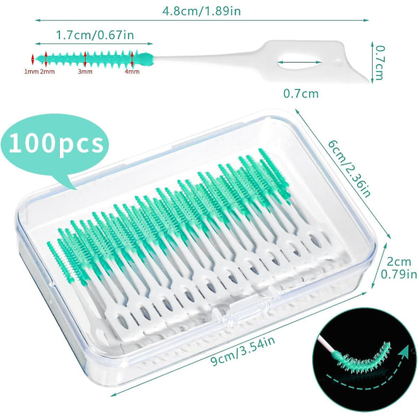 220 kpl hammasväliharjoja Silikonihammasharjat Vihreät hammaslangat henkselien suun puhdistukseen (220)