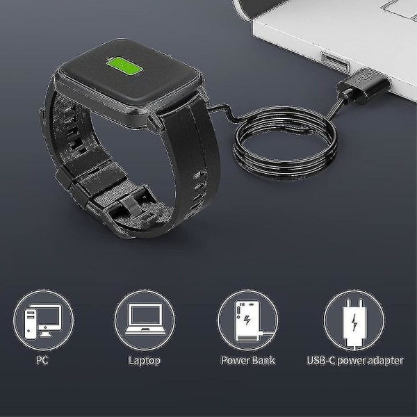 Smartwatch USB -laddningskabel för Sw021/sw023/id205u/willful Sw021 Watch（1PC，Svart）
