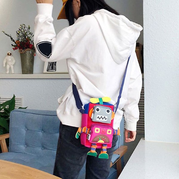 Børneskuldertasker Personlige robotter Messengertasker til børn Gaver til piger Ny (Pink)