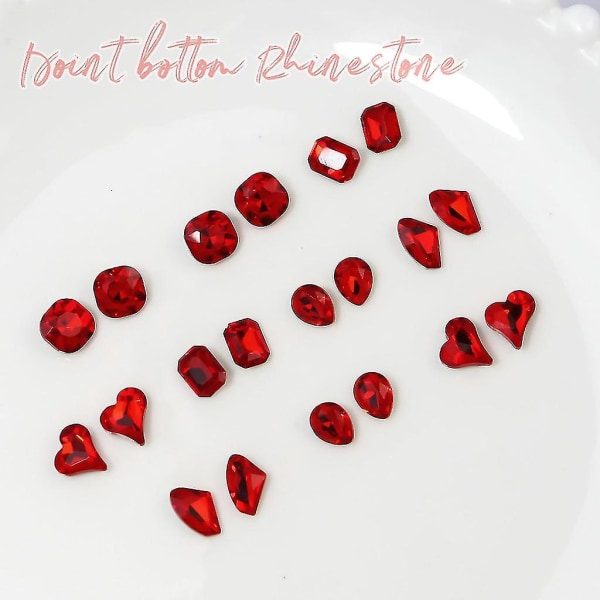 20 st Nail Rhinestones Gems Resin Nail Art Craft Diamond Crystal Jewels Stones (Rose Red)