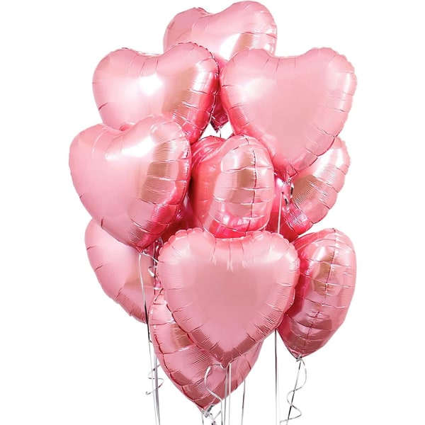 Stora rosa hjärtballonger för fest - stora 18 tums hjärtballonger folie | Hjärtrosa folieballonger Alla hjärtans dagdekorationer, rosröda hjärtballonger F