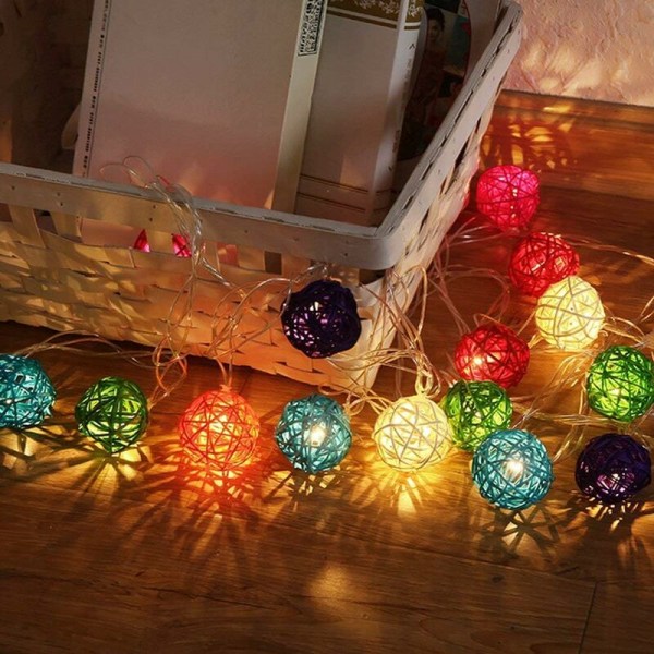 MINKUROW Fairy Lights inomhus, Rotting Ball Fairy Lights 3 m 20 LEDs Batteri Rotting Fairy Lights (flerfärgad)