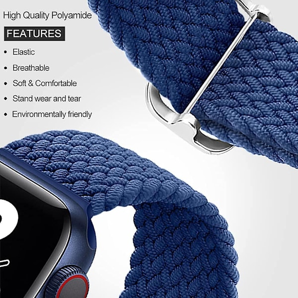 Strækbare Nylon Solo Loop-bånd Kompatibel med Apple Watch Band 41mm 40mm 38mm til Kvinder Mænd, Justerbar Elastisk Flettet Rem Sport Håndledsremme til Iw