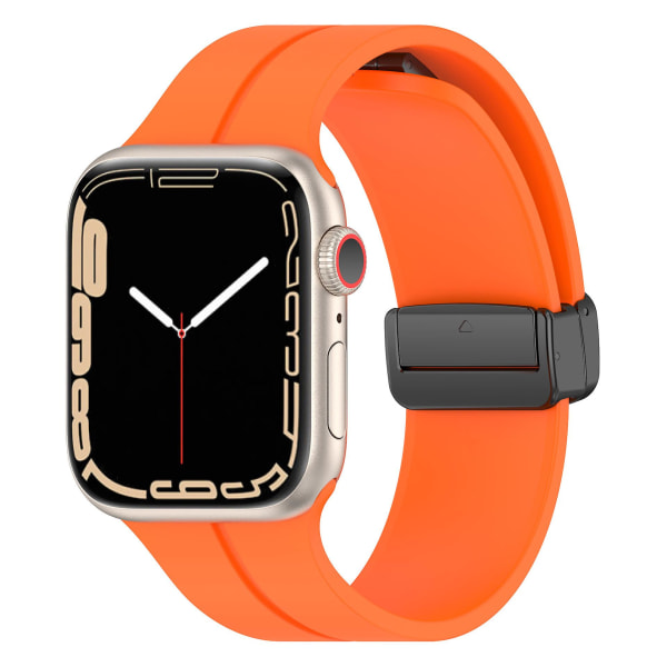 Orange magnetband kompatibelt med Apple Watch band, bekvämt för Iwatch Series 8 7 6 5 4 3 2 Se, justerbart mjukt silikonband