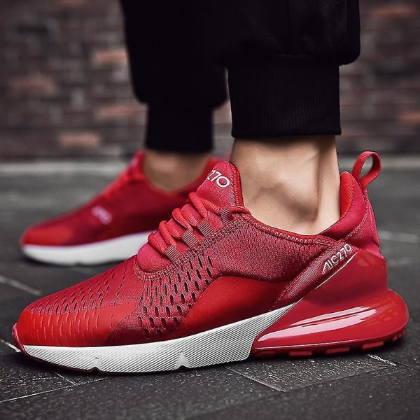 Mens Air Sports Running Shoes Breathable Sneakers Universal All Year Women Shoes Max 270 Red 38