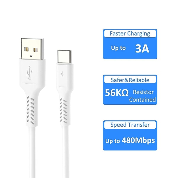 Kort USB C-kabel [20cm/0.2m, 5-pack], Adilift USB Type C snabbladdare 3a Usb-a till Usb-c-kabel för Samsung Galaxy S10 S9 S8, Huawei P20