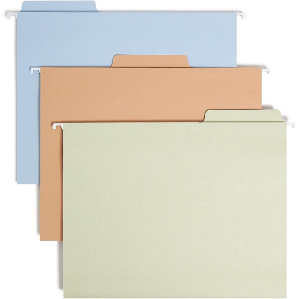 Fastab Hanging File Folder, 1/3-cut Built-in Tab, Letter Size, Assorted Pastel Colors, 18 Per Box (64054)