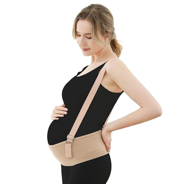 Graviditets-mavestøttebånd, graviditetsbælte med justerbare skulderstropper til gravide, lindring af mave, bækken, talje og rygsmerter