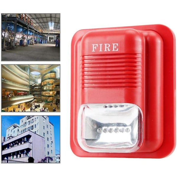 Advarselslyd og lys, DC 12v/24v lyd og lys Brandbeskyttelse Alarm Strobe Sirene advarselssystem, 6 indbyggede lysdioder