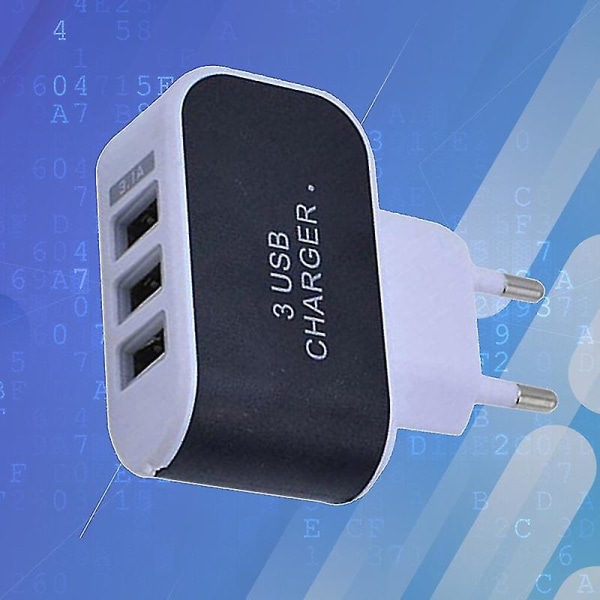 3.1a Trippel USB-porter Hjemmereise AC-laderadapter for EU-plugg med indikator（grønn）
