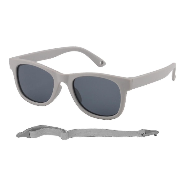 Fleksible polariserte solbriller for barn med justerbare for 2-8 år småbarn (grå)