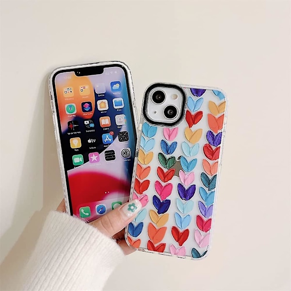 Mode-Hjerter med Hvid Bumper Blød Case til Apple iPhone 13 Sød Design Skin Mobiltilbehør Beskyttende Cover til iPhone 13 Cases