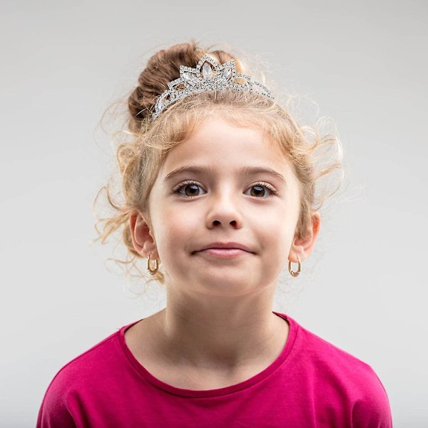 Prinsesse Sølv Tiara og Krone Rosa Krystall Tiaraer Jenter Pageant Kroner Rhinestone Bursdag Hodeplagg For Barn (sølv)