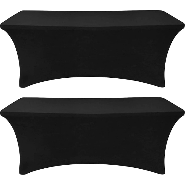 2pack svart, 6 ft spandex cover monterad rektangulär bordsduk Sträckbart tyg Lycra bordsduk 6 ft Skrynkelfri för fest Dj mässor Banqu