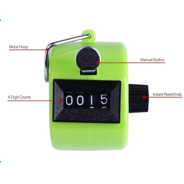 4-siffrig Clicker Counter Plastfodral Fingerdisplay Manuell case Clicker Timer Fotboll Golfräknare 1 stycke (slumpmässig färg)