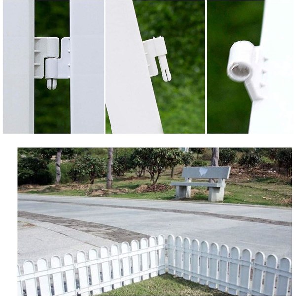 Vita trädgårdskanter, 4 st Pvc utomhusstaket, lätt att fästa, dekorativa staketkanter för rabatter, gräsmattor och stigar