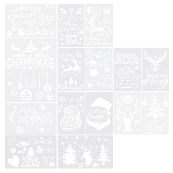 Stensiilit Kids Askartelu stensiilit Kohokuviointi Sabluunat Snow Spray stensiilit Grinch Stencil Merry Christmas Stencil Lumiukkostensiili (25,6X17,2X0,01CM, valkoinen)