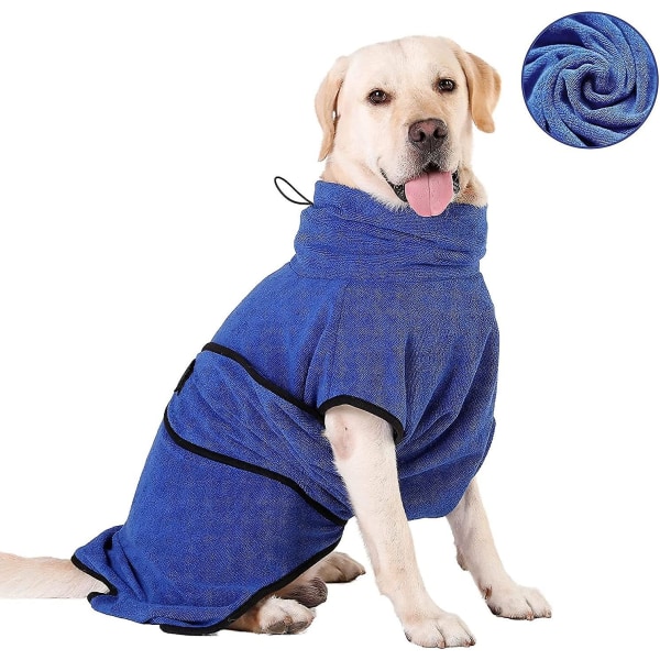 Tvättbar hundbadrock i mikrofiber Snabbtorkande pyjamas Absorberande handduk Husdjursrock (s, blå)