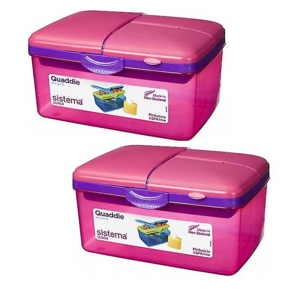 2 Sistema Pink 2L Quaddie frokostkasser (Pink)