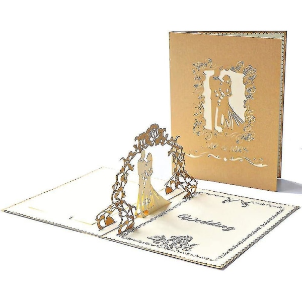 Bröllopskort 3d pop-up gratulationskort Bröllopskort med kuvert Vikbart kort för bröllopsförlovning Grattis Inbjudan jul alla hjärtans dag