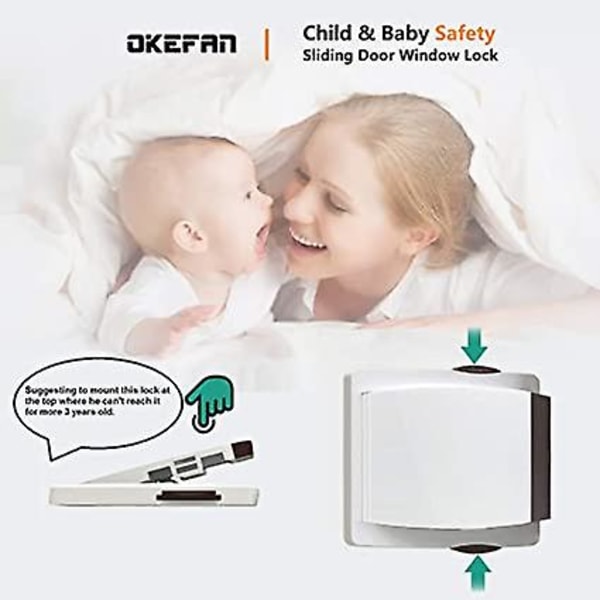 (kaffeskjutglasdörr barnlås - 4-pack baby skjutfönsterlås för barn Säkra garderobsdörrar Inga borrverktyg behövs